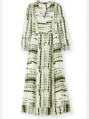 Soft Surroundings Green and White Tie-Dye Maxi Dress